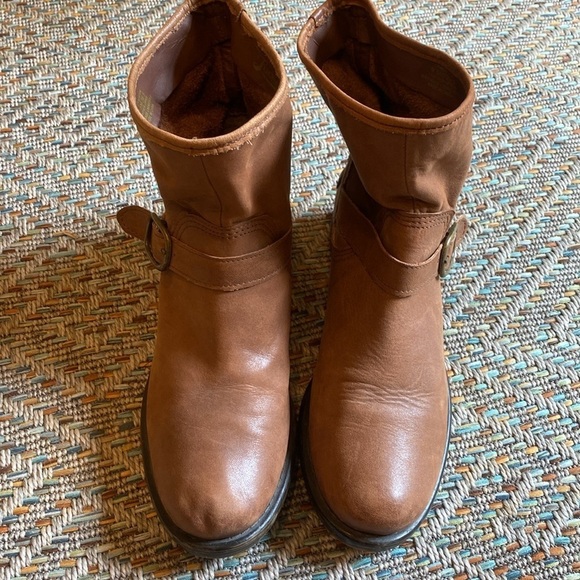 Luck Brand Norton Slouchy Leather Moto Buckle Boots Booties Tan 9.5 - Picture 3 of 11